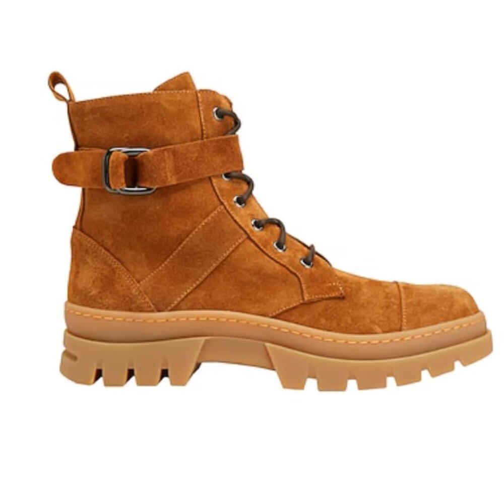 8 by YOOX Suede BUCKLE-DETAIL ANKLE BOOT Camel SIZE 37 EU - Picture 2 of 6